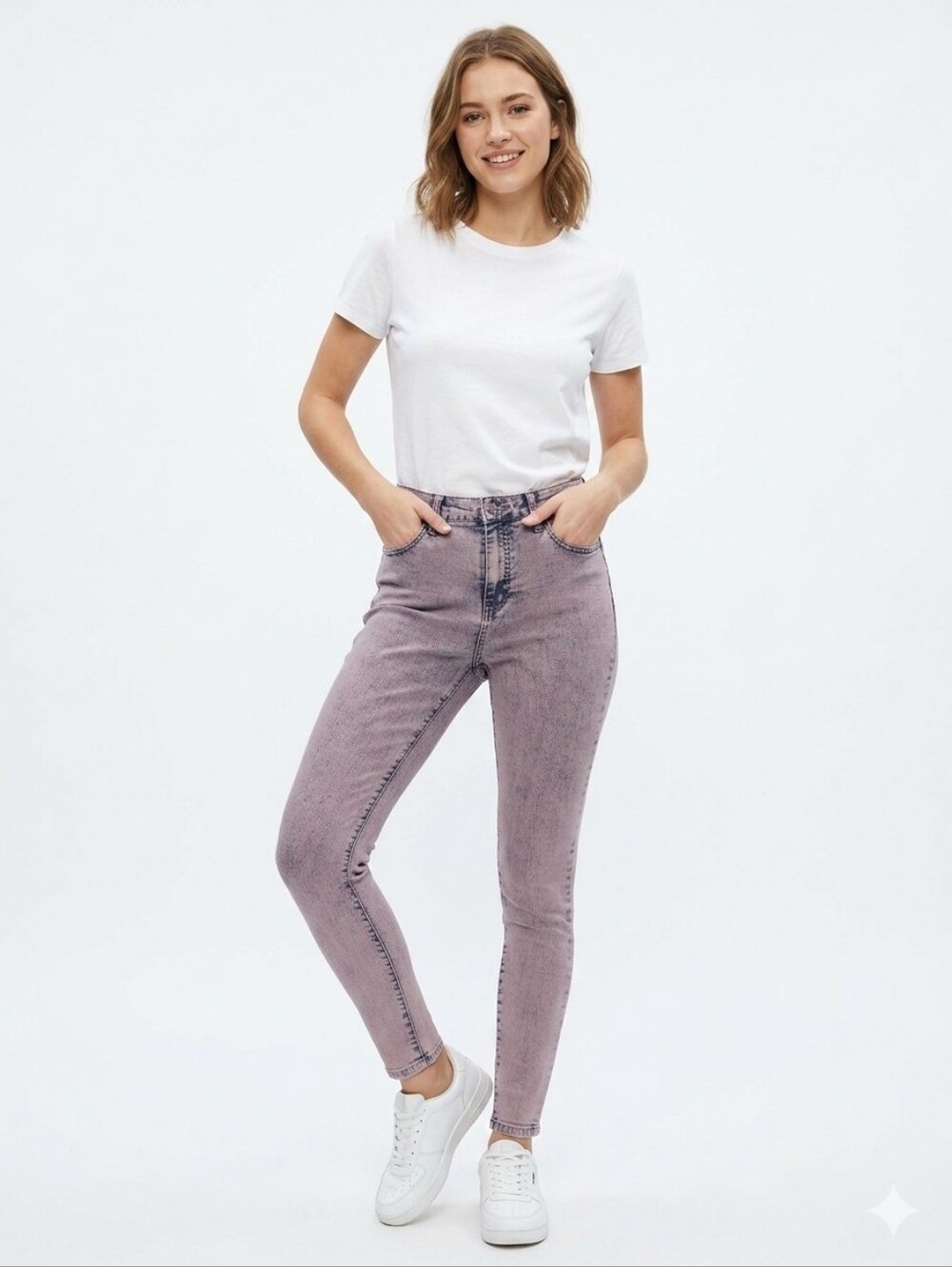 Women's Wild Fable Indie-Pop Pastel Lavender Acid Wash High Rise Skinny Jeans, M